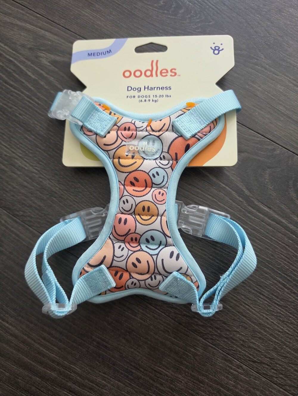 Dog Smiley face Lt. Blue Harness